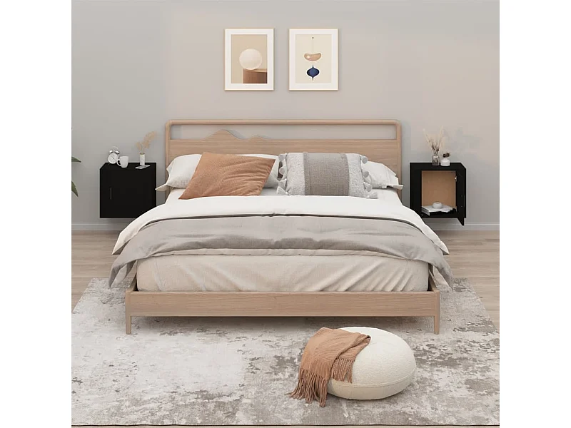 Wand-Nachttische 2 Stk. Schwarz 50x30x47 cm