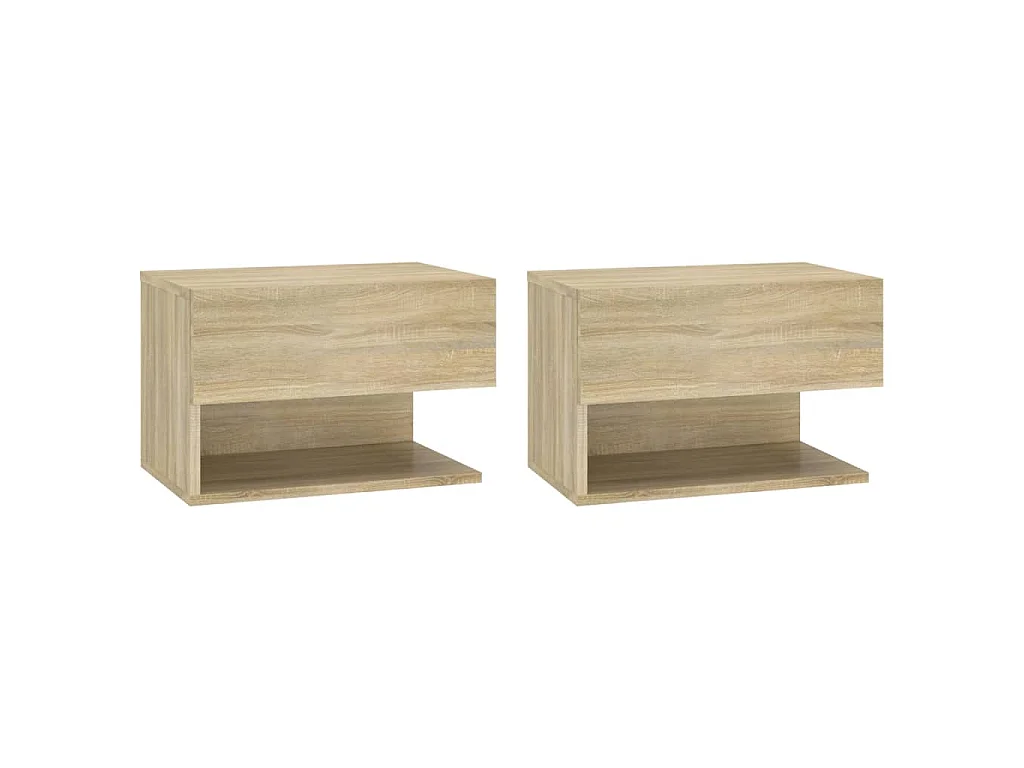 Tables de chevet murales 2 pcs Chêne sonoma