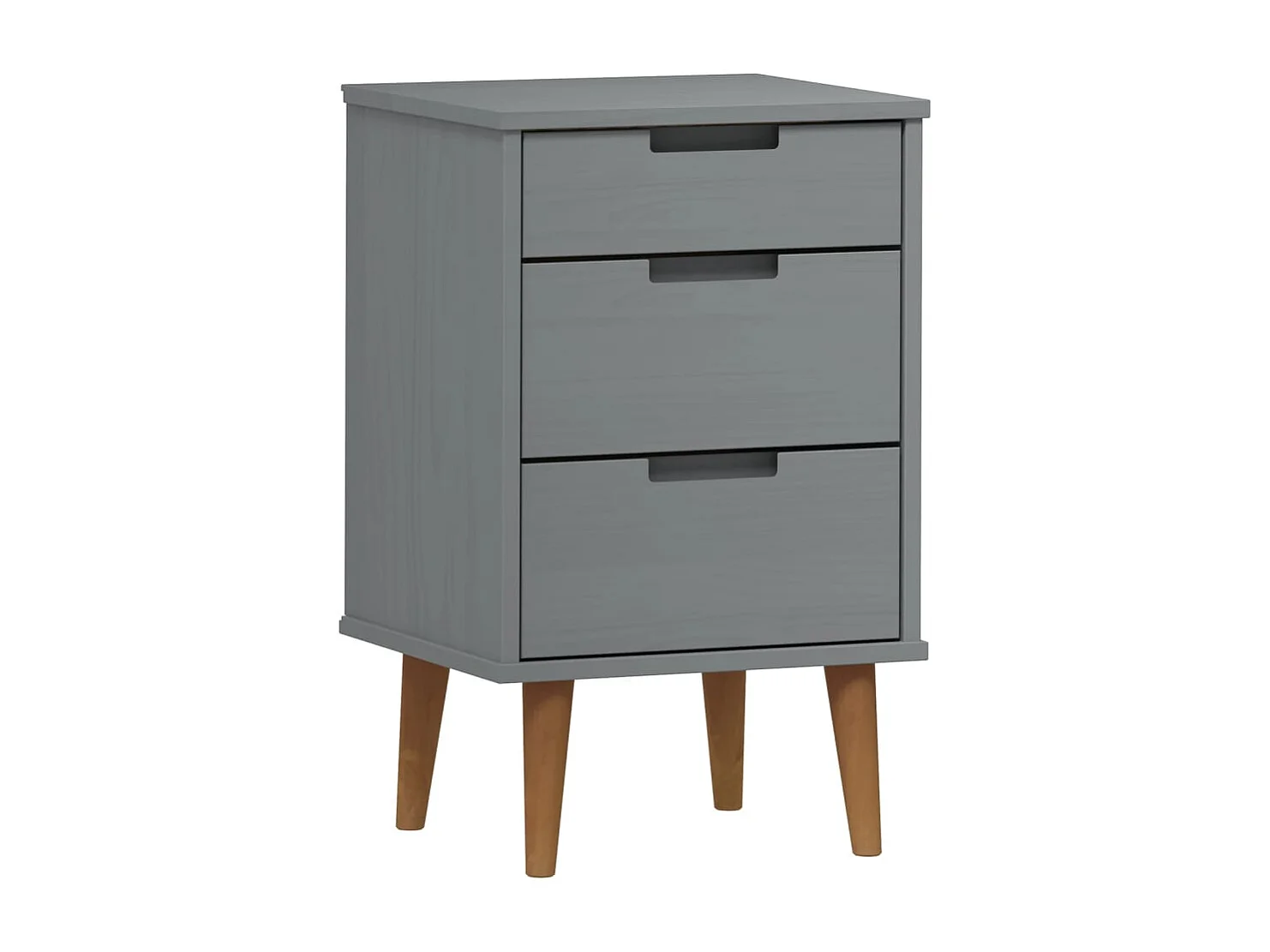 Comodino MOLDE Grigio 40x35x65 cm in Legno Massello di Pino