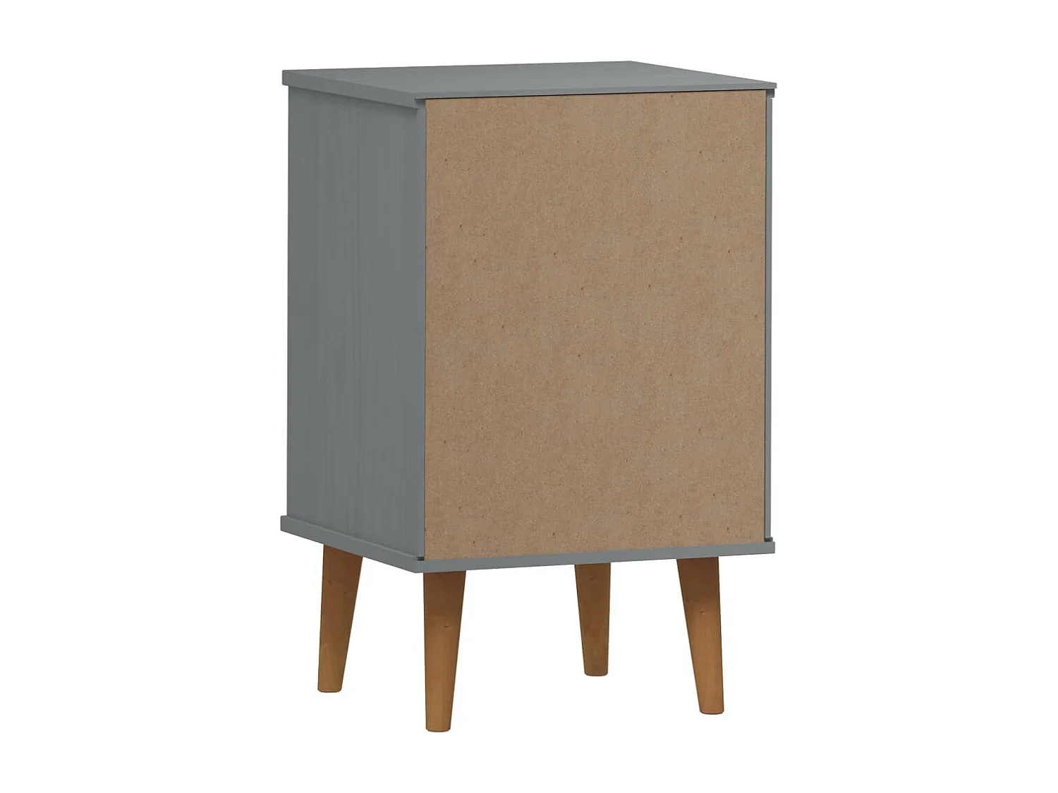 Comodino MOLDE Grigio 40x35x65 cm in Legno Massello di Pino