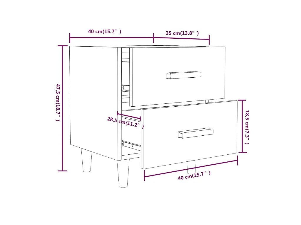 Table de chevet Sonoma gris 40x35x47,5 cm