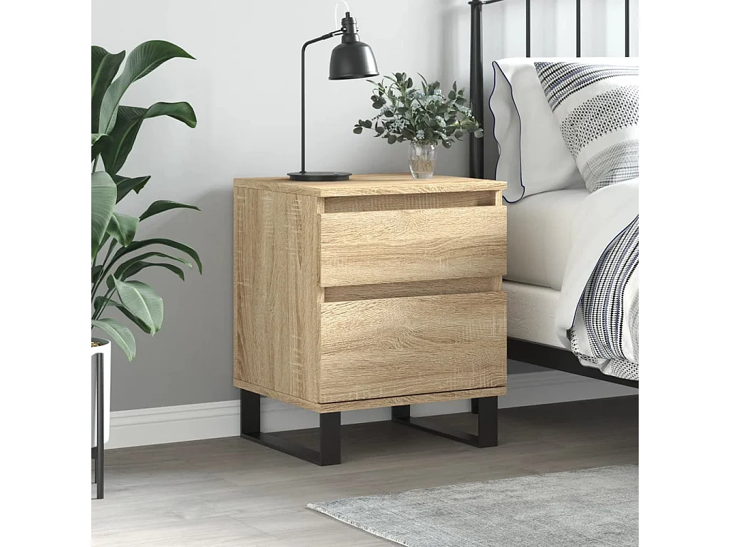 Nachtkastje 40x35x50 cm bewerkt hout sonoma eikenkleurig
