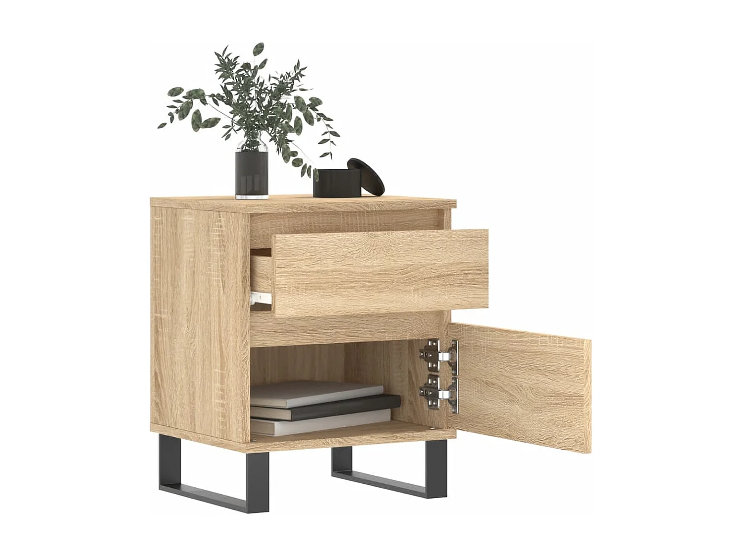Nachtkastje 40x35x50 cm bewerkt hout sonoma eikenkleurig