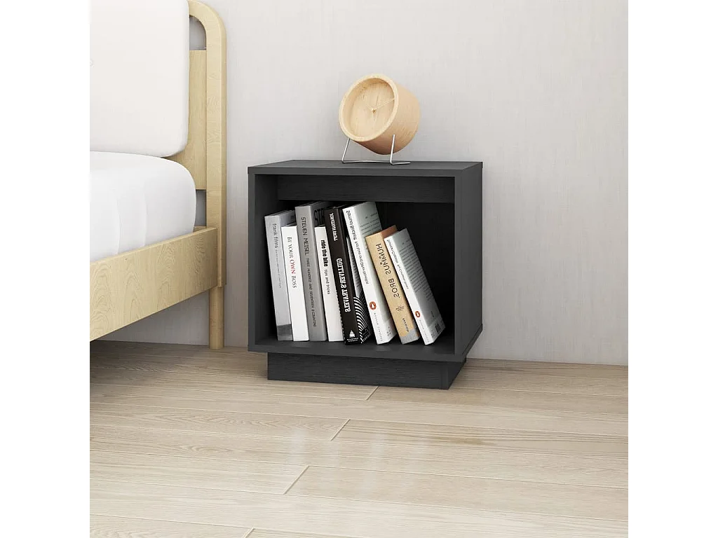Table de chevet Gris 40x30x40 cm Bois de pin solide