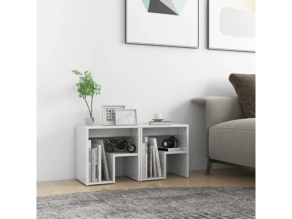Nachtkastjes 2 st 40x30x40 cm bewerkt hout hoogglans wit
