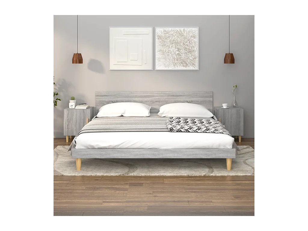 Comodini 2 pz Grigio Sonoma in Legno Multistrato