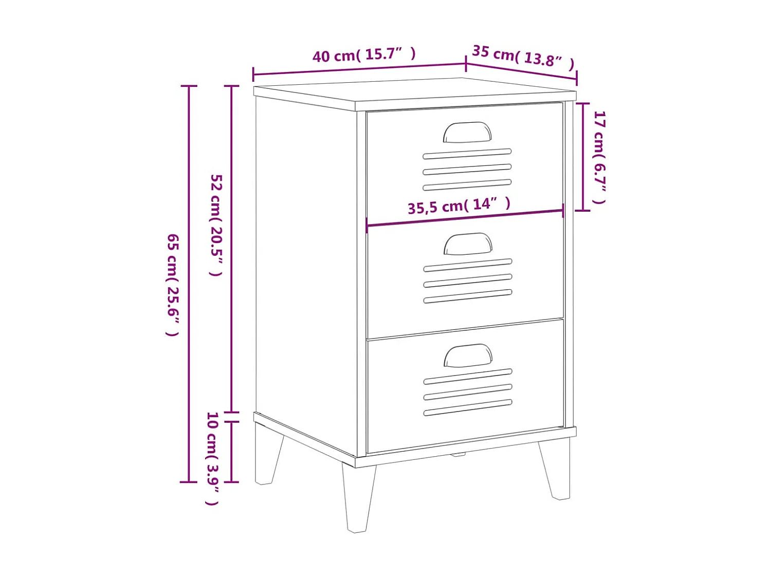 Table de chevet VIKEN noir bois d'ingénierie