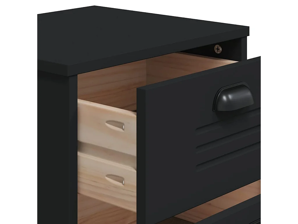 Comodino VIKEN Nero in Legno Multistrato