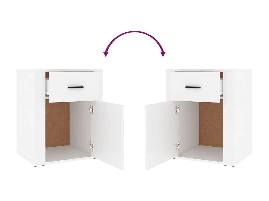 Mesita de noche madera contrachapada blanco 50x36x60 cm