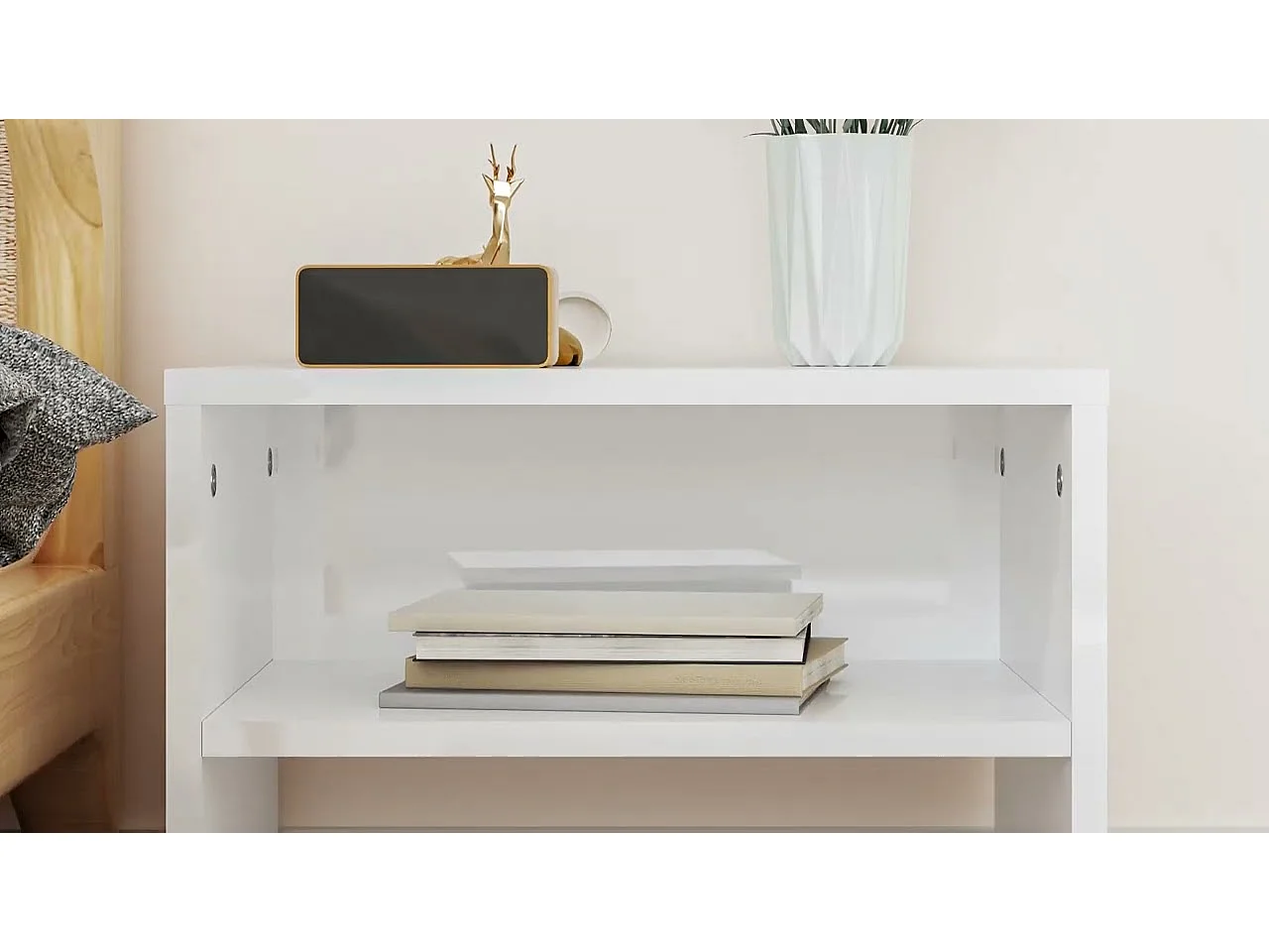 Tables de chevet 2pcs Blanc brillant 40x30x30cm Bois ingénierie