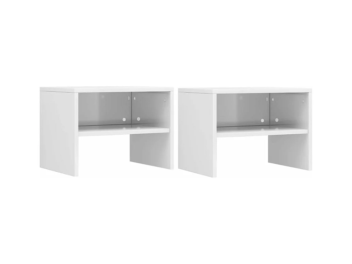 Tables de chevet 2pcs Blanc brillant 40x30x30cm Bois ingénierie