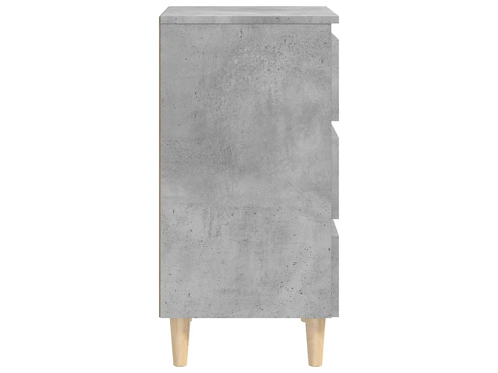 Table de chevet avec pieds en bois solide gris béton 40x35x69cm