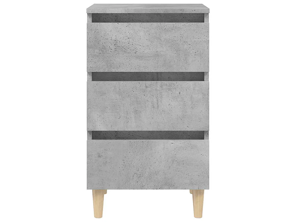 Table de chevet avec pieds en bois solide gris béton 40x35x69cm