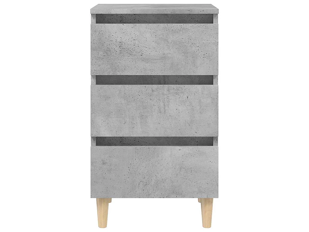 Table de chevet avec pieds en bois solide gris béton 40x35x69cm