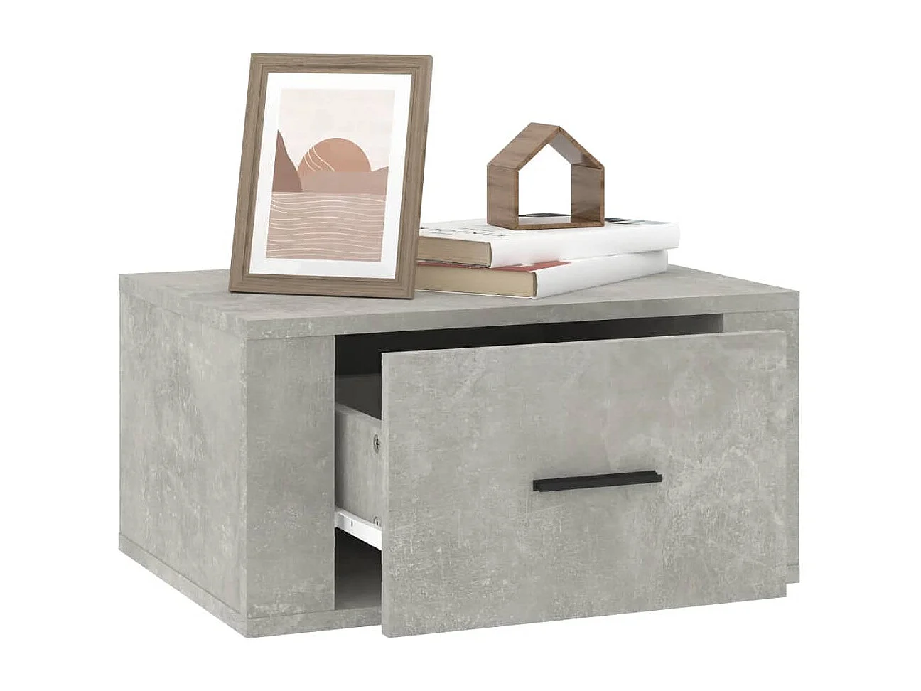 Table de chevet murale Gris béton 50x36x25 cm