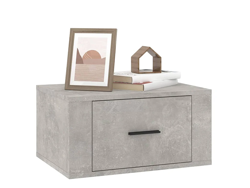 Table de chevet murale Gris béton 50x36x25 cm