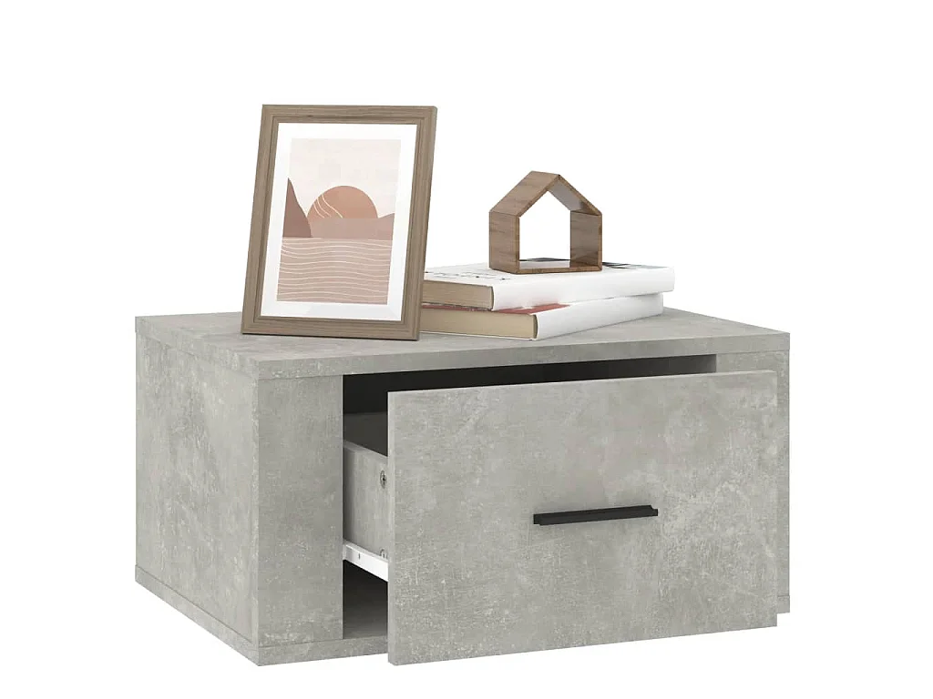 Table de chevet murale Gris béton 50x36x25 cm