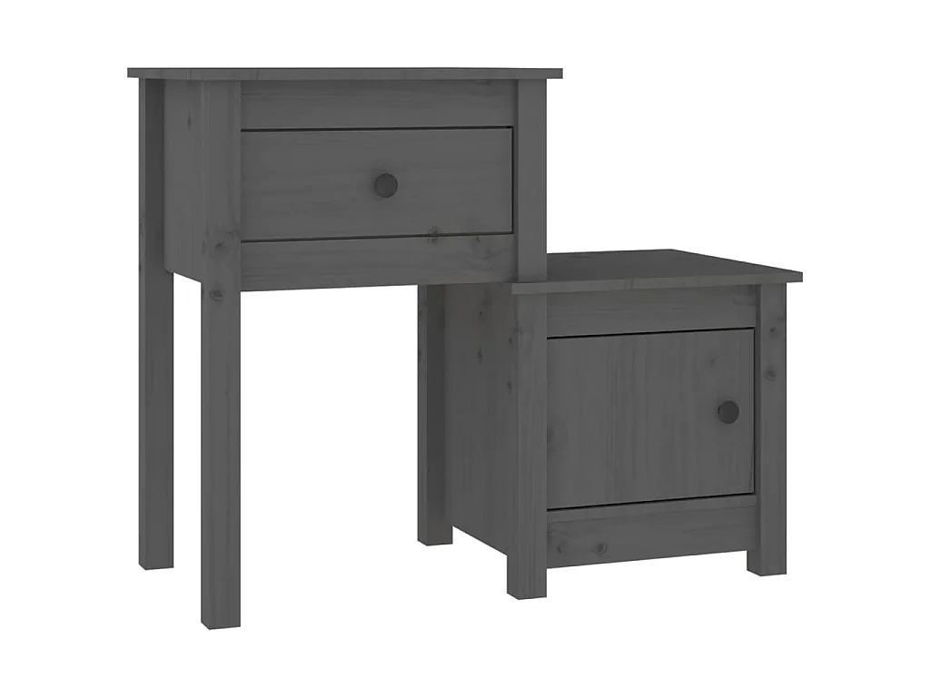 Table de chevet Gris 79,5x38x65,5 cm Bois de pin massif