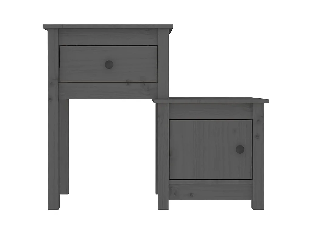 Table de chevet Gris 79,5x38x65,5 cm Bois de pin massif