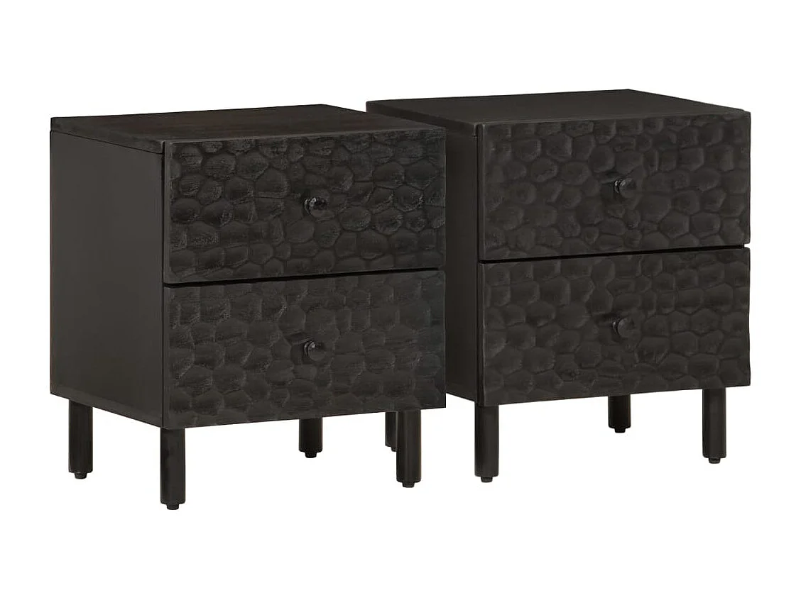 Nachttische 2 Stk. Schwarz 40x33x46 cm Massivholz Mango