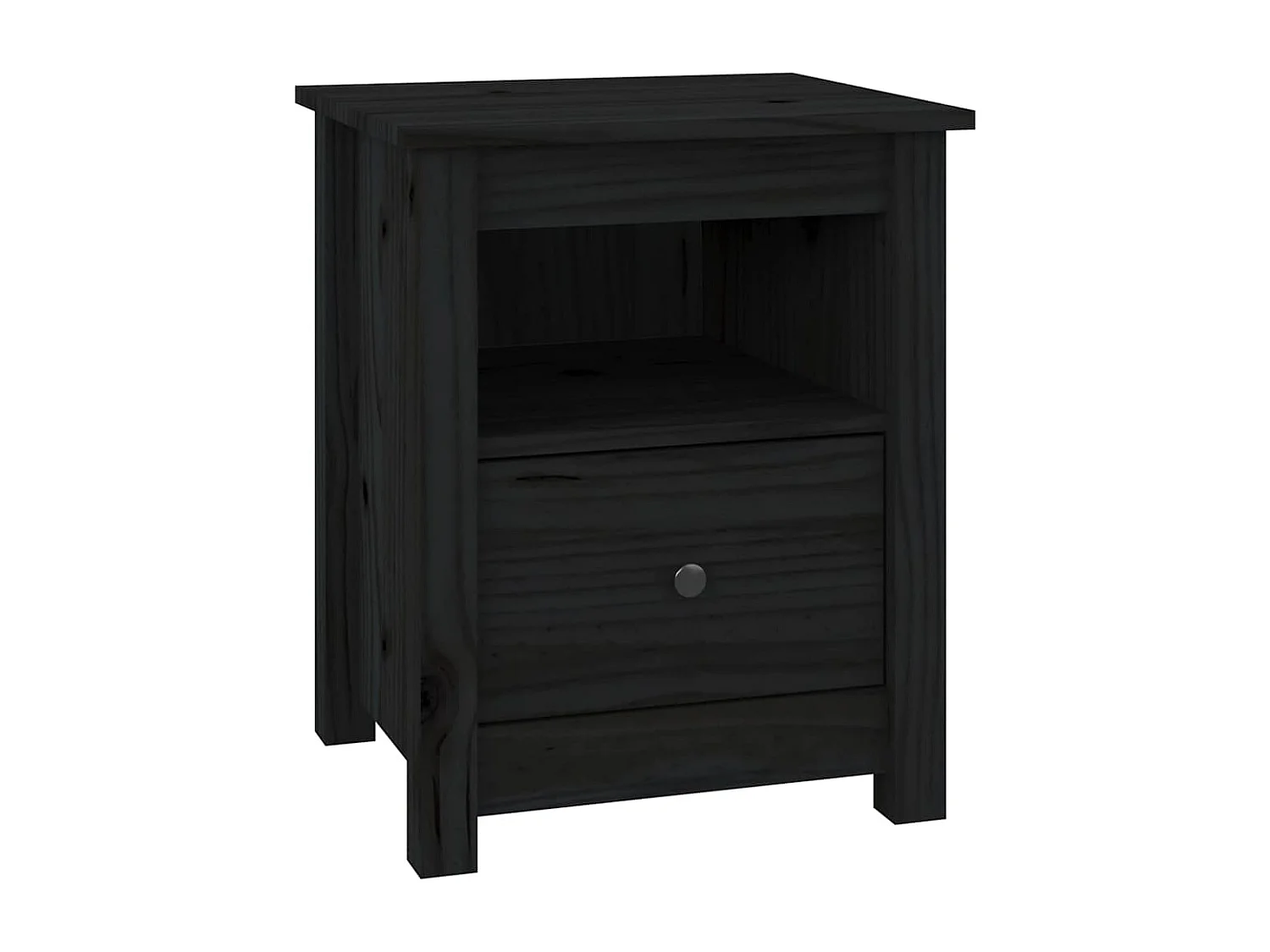 Nachttisch Schwarz 40x35x49 cm Massivholz Kiefer