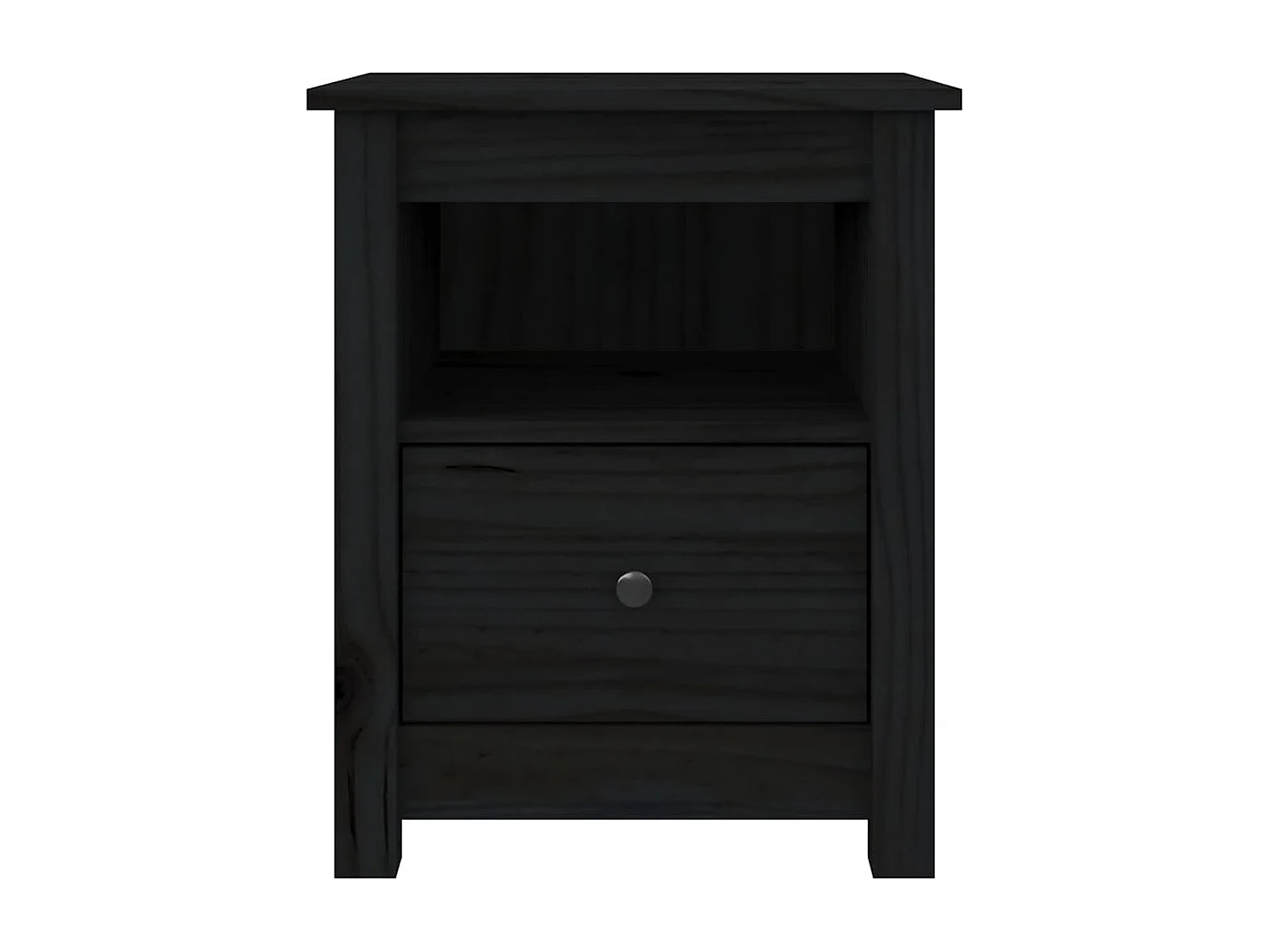 Nachttisch Schwarz 40x35x49 cm Massivholz Kiefer