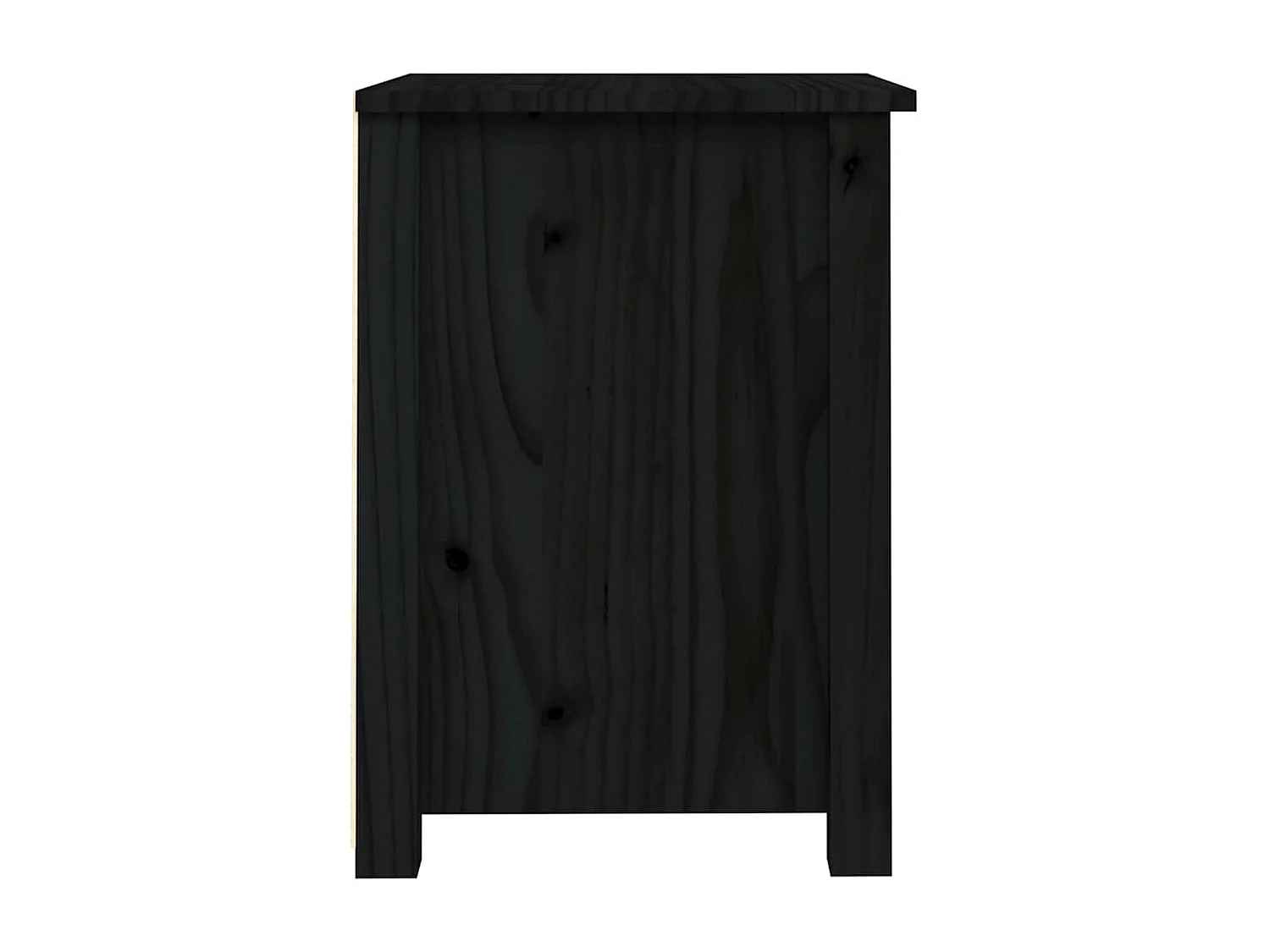 Nachttisch Schwarz 40x35x49 cm Massivholz Kiefer