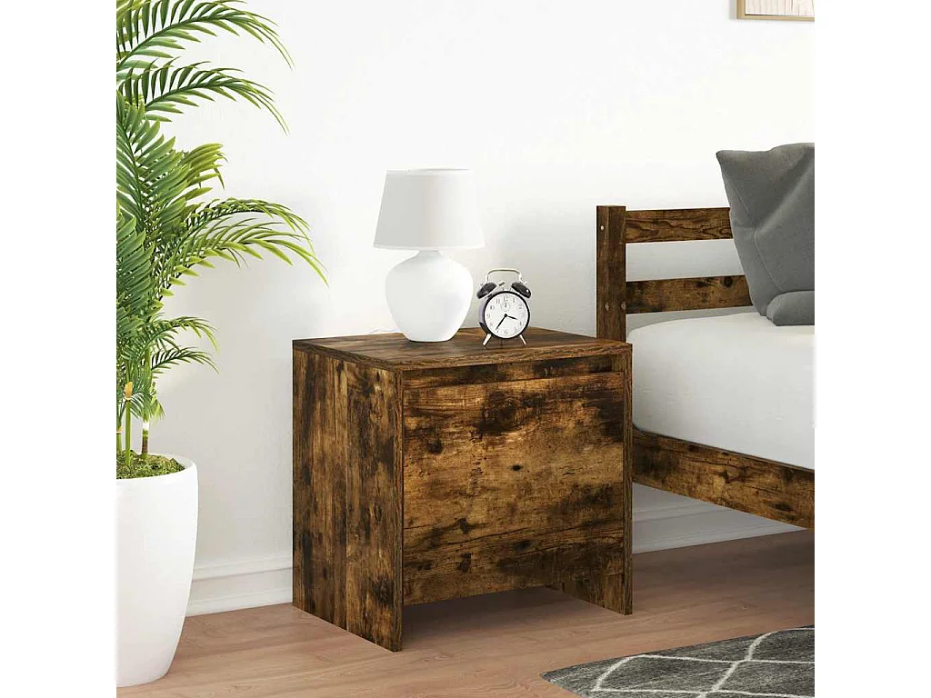 Table de chevet chêne fumé 45x34x44,5 cm bois d'ingénierie