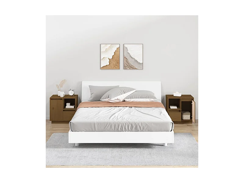 Tables de chevet 2pcs Marron miel 50x34x50cm Bois de pin massif