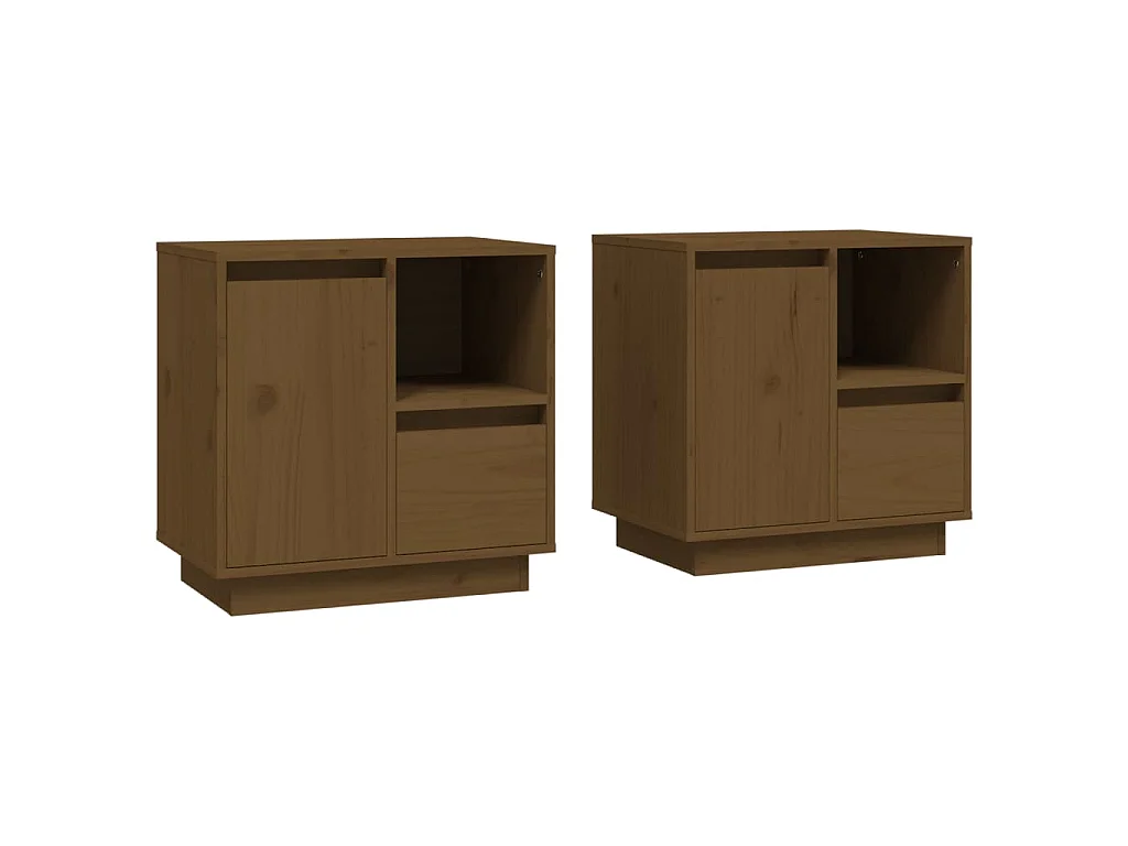 Comodini 2 pz ambra 50x34x50 cm in Legno Massello di Pino