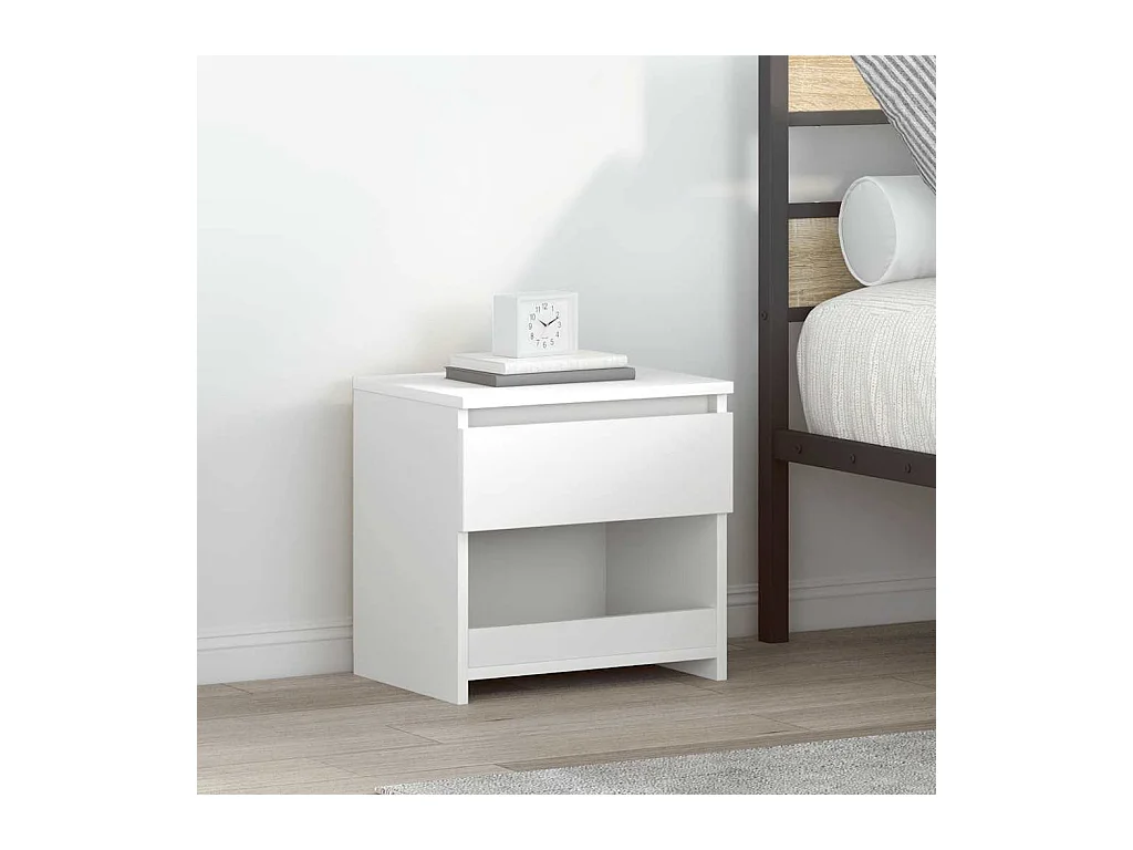 Tables de chevet 2 pcs Blanc 40x30x39 cm Aggloméré