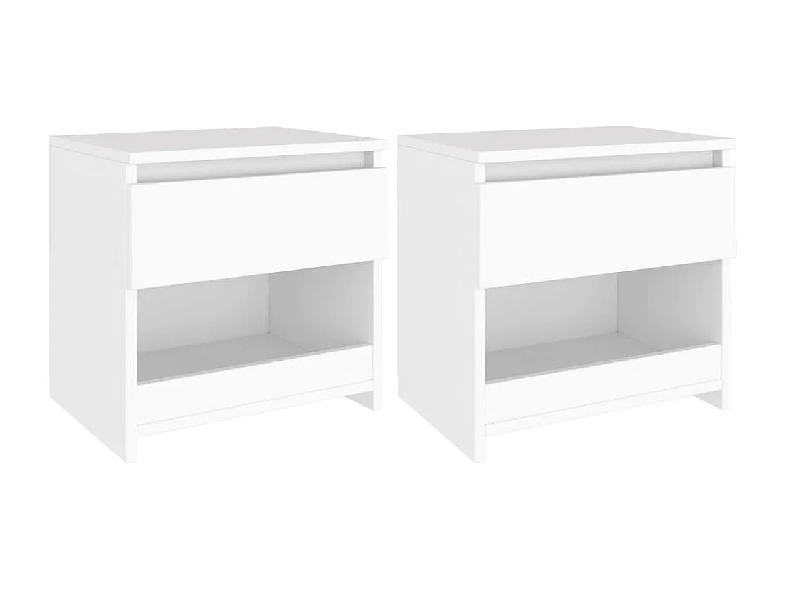 Tables de chevet 2 pcs Blanc 40x30x39 cm Aggloméré