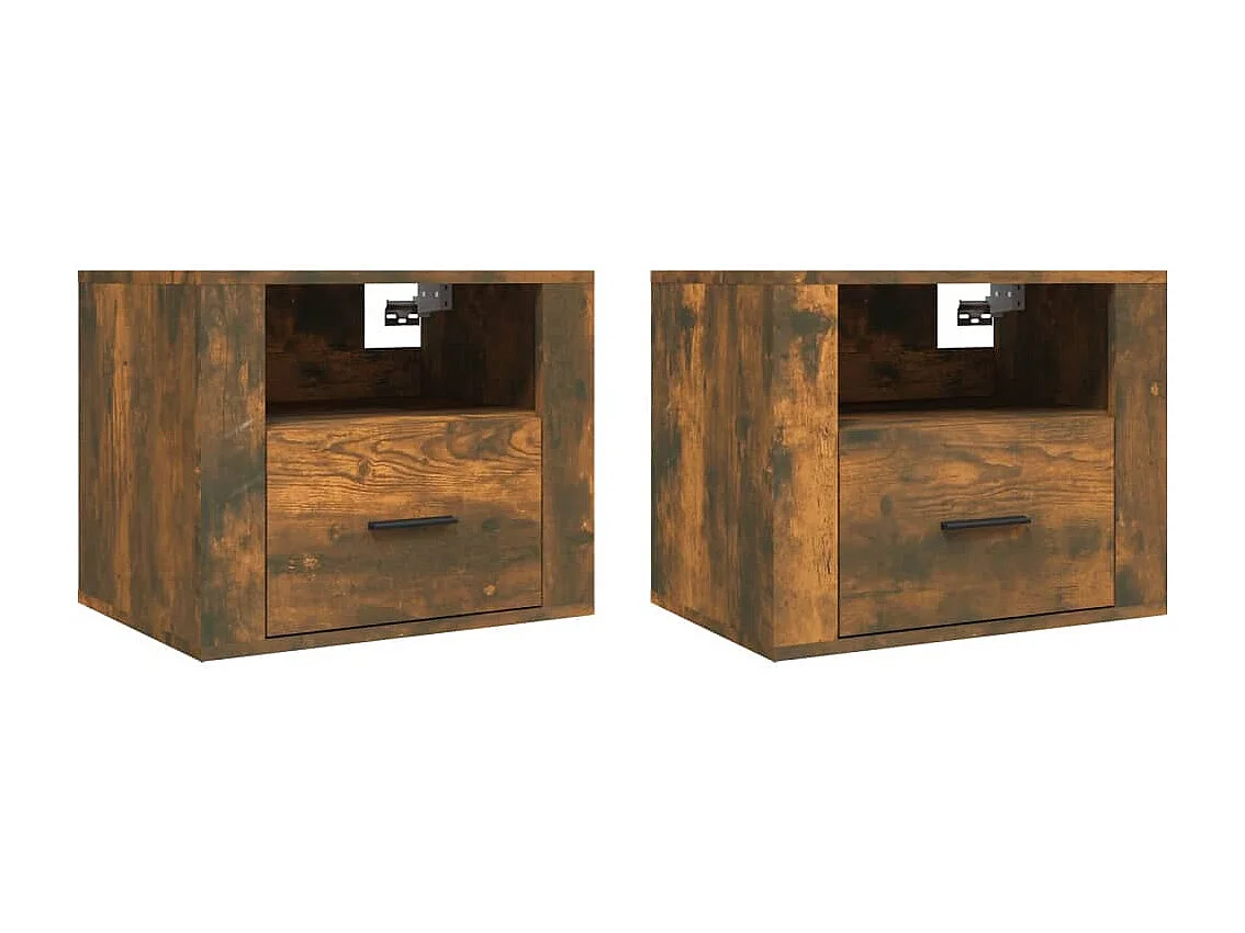 Tables de chevet murales 2 pcs Chêne fumé 50x36x40 cm