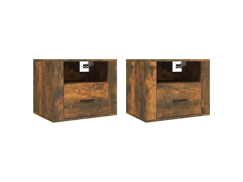 Comodini a Muro 2 pz Rovere Fumo 50x36x40 cm