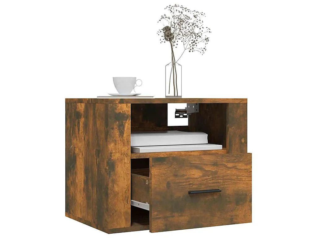 Comodini a Muro 2 pz Rovere Fumo 50x36x40 cm