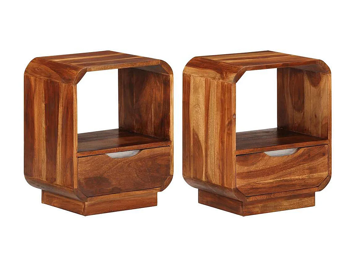 Mesitas de noche cajón 2 uds madera maciza acacia 40x30x50 cm