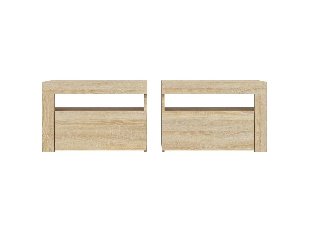 Tables de chevet 2 pcs avec LED Chêne Sonoma 60x35x40 cm