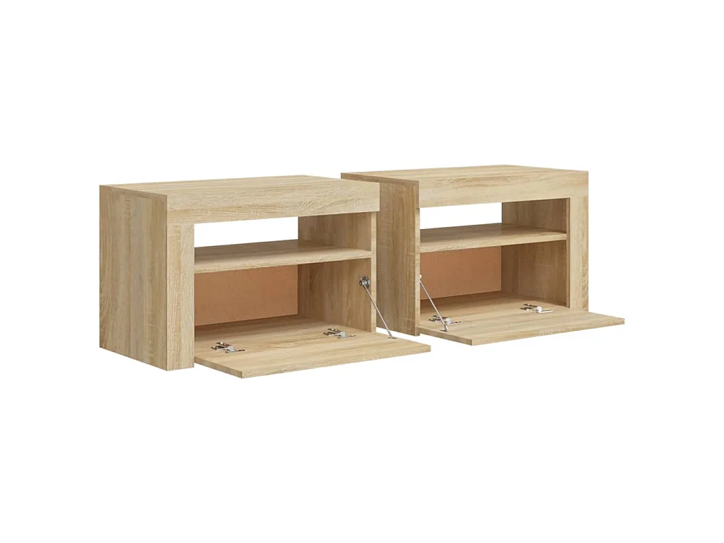 Tables de chevet 2 pcs avec LED Chêne Sonoma 60x35x40 cm