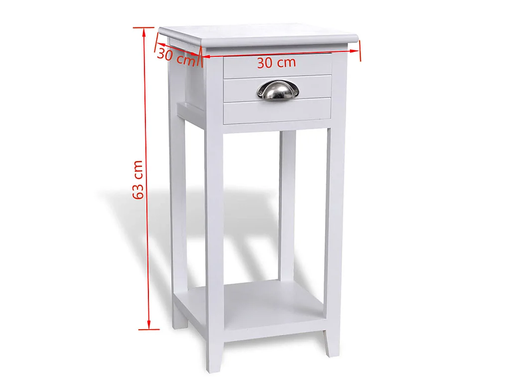 Mesita de noche con 1 cajón blanca