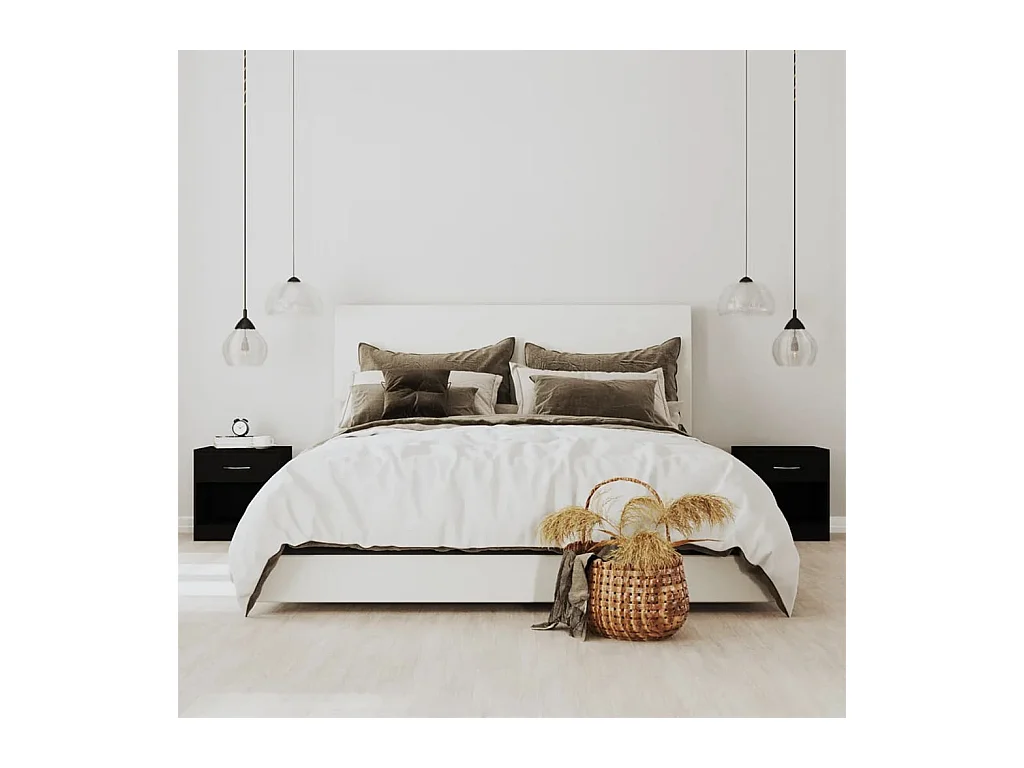 Tables de chevet 2 pcs avec tiroir Noir