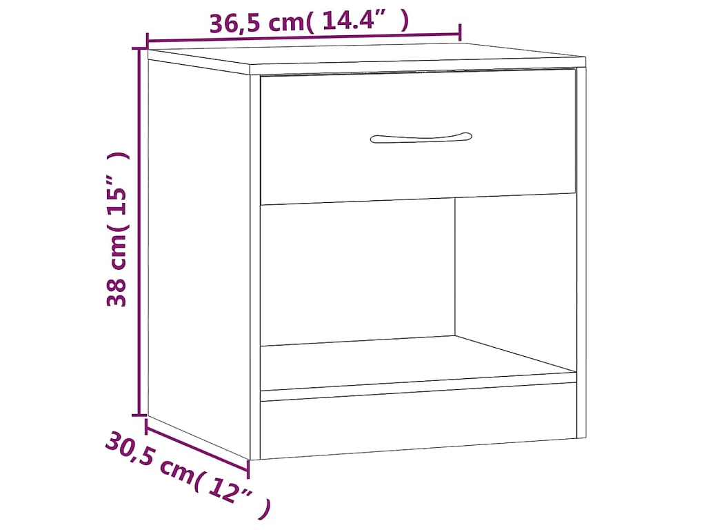 Comodini 2 pz con Cassetto Neri