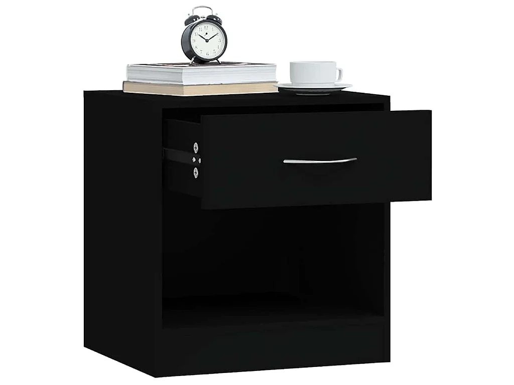 Nachttische 2 Stk. mit Schublade Schwarz