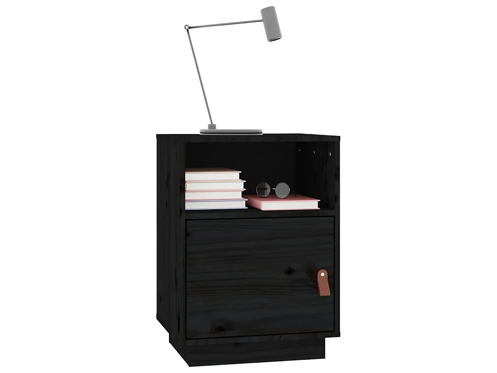 Nachttische 2 Stk. Schwarz 40x34x55 cm Massivholz Kiefer