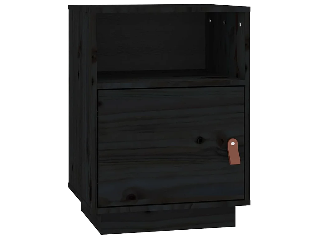 Nachttische 2 Stk. Schwarz 40x34x55 cm Massivholz Kiefer