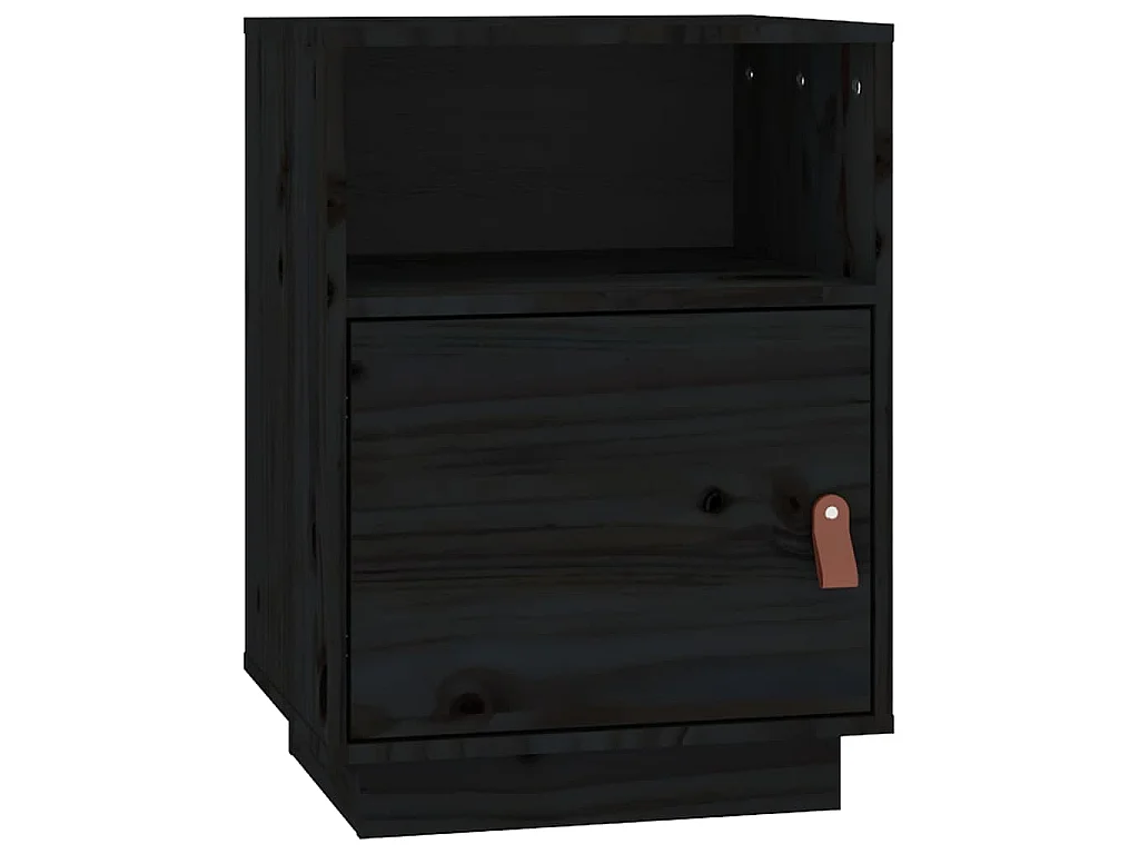 Comodini Neri 2 pz 40x34x55 cm in Legno Massello di Pino