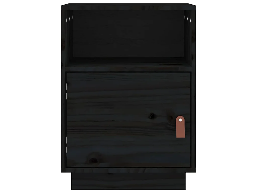 Comodini Neri 2 pz 40x34x55 cm in Legno Massello di Pino