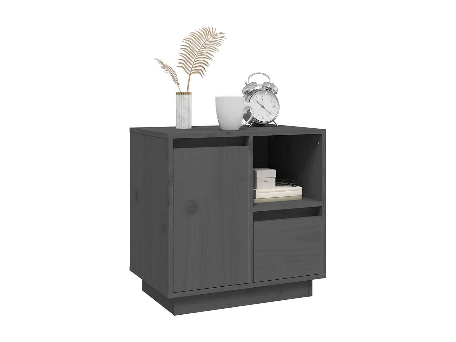 Tables de chevet 2 pcs Gris 50x34x50 cm Bois de pin massif