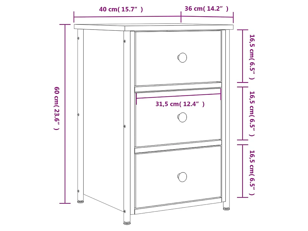 Tables de chevet 2 pcs chêne sonoma 40x36x60 cm bois ingénierie
