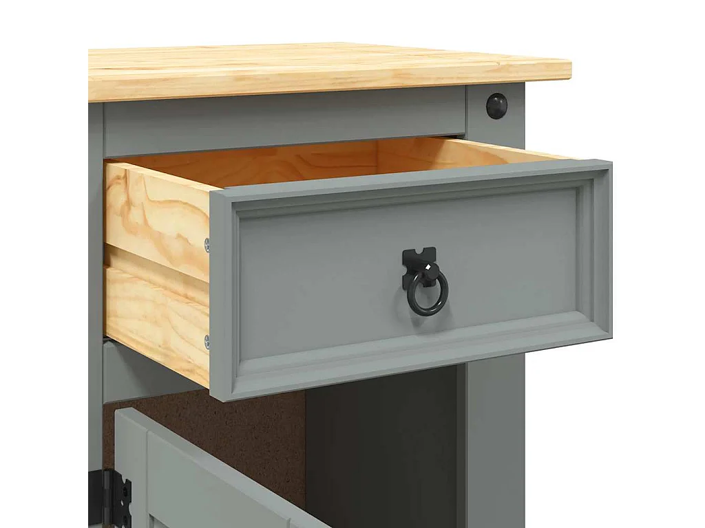 Table de chevet Gamme Corona pin mexicain Gris 53x39x67 cm