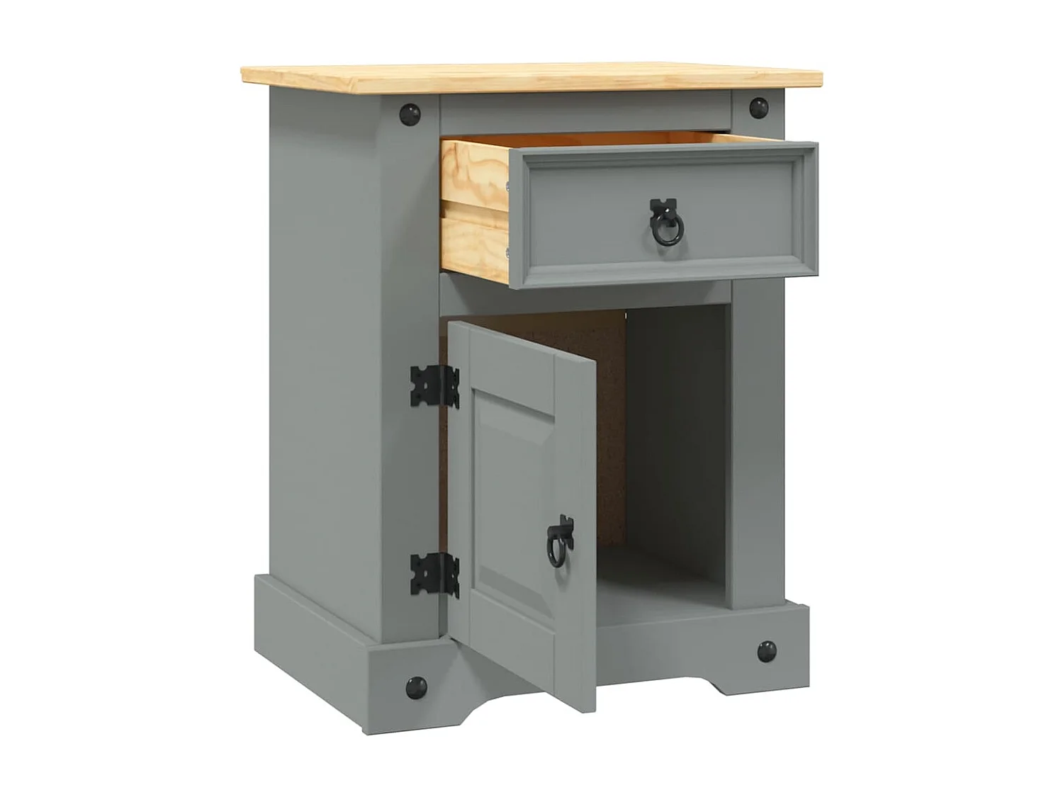 Table de chevet Gamme Corona pin mexicain Gris 53x39x67 cm
